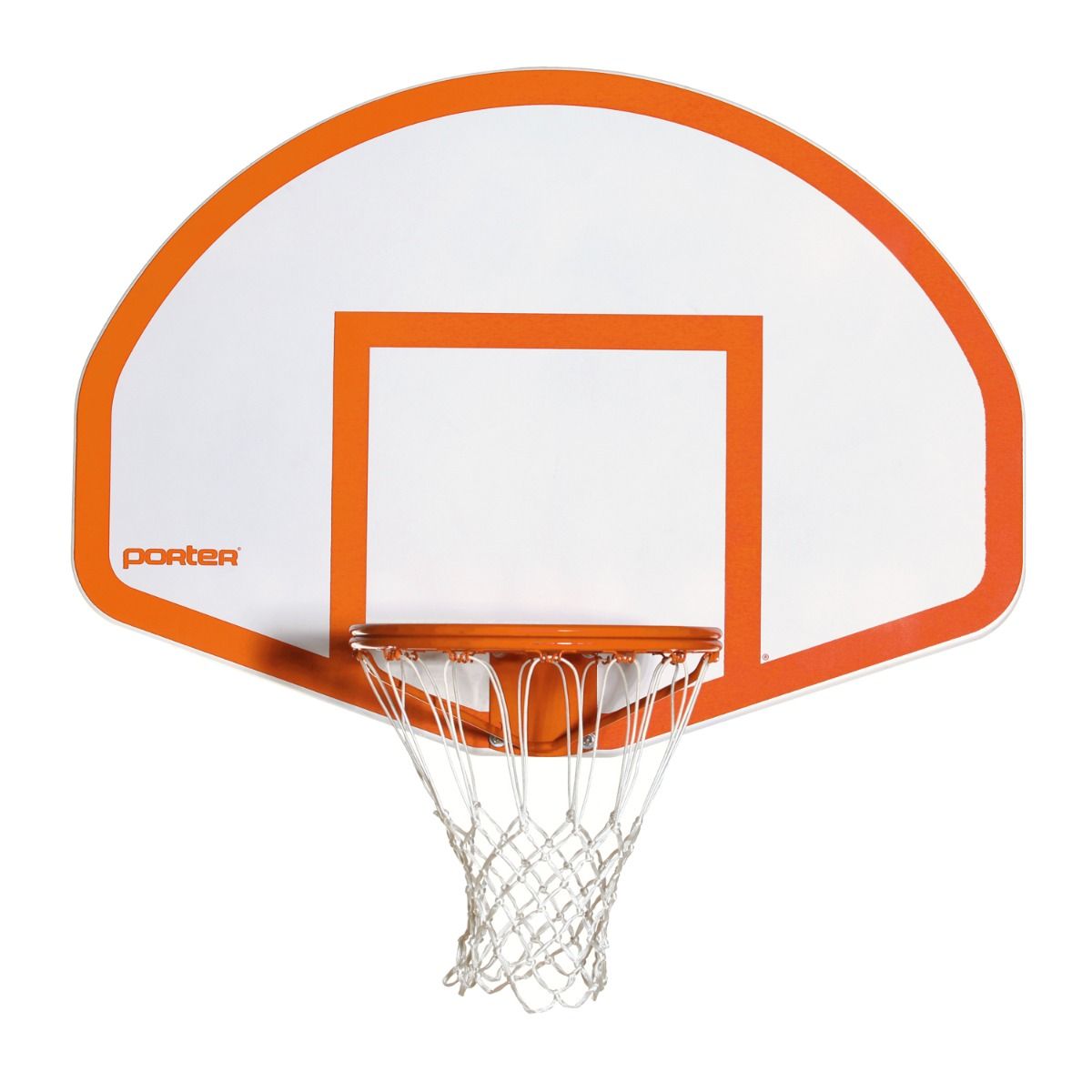 Porter Aluminum Fan Backboard; 54" X 39"; White W/Orange Striping