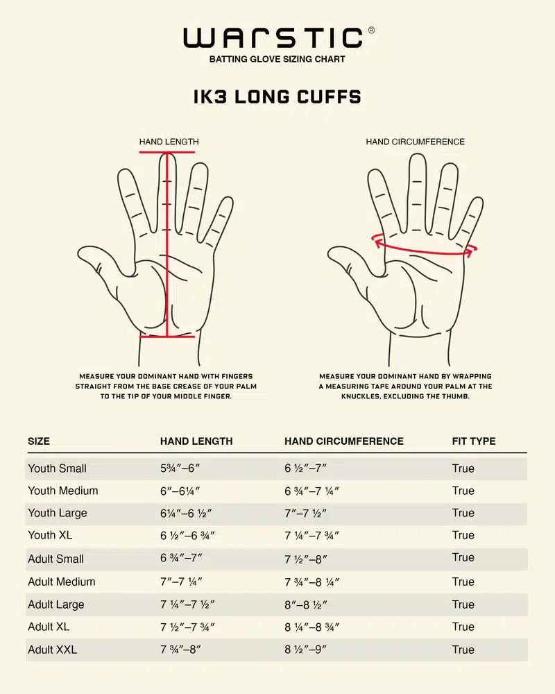 Warstic IK3 Pro CABRETTA Long Cuff Batting Gloves