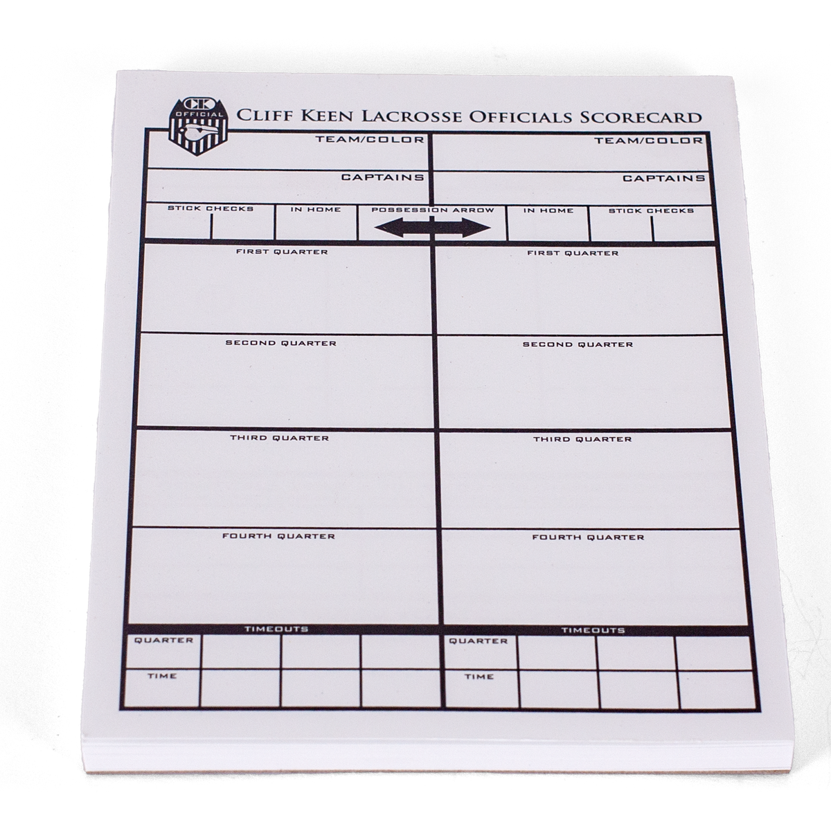 Cliff Keen Lacrosse Game Card Pad 25 Cards