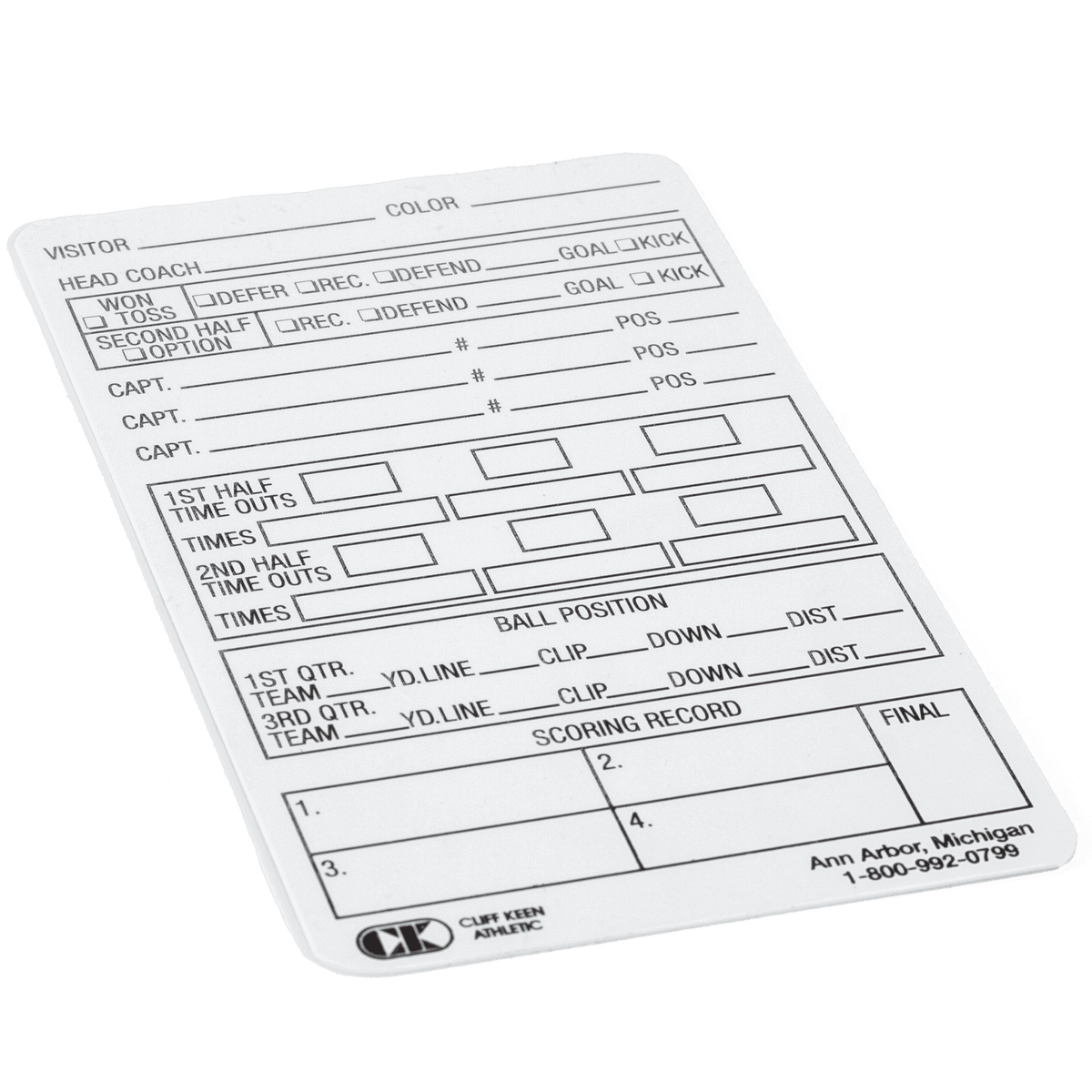 Cliff Keen Football Information Cards Set of 25