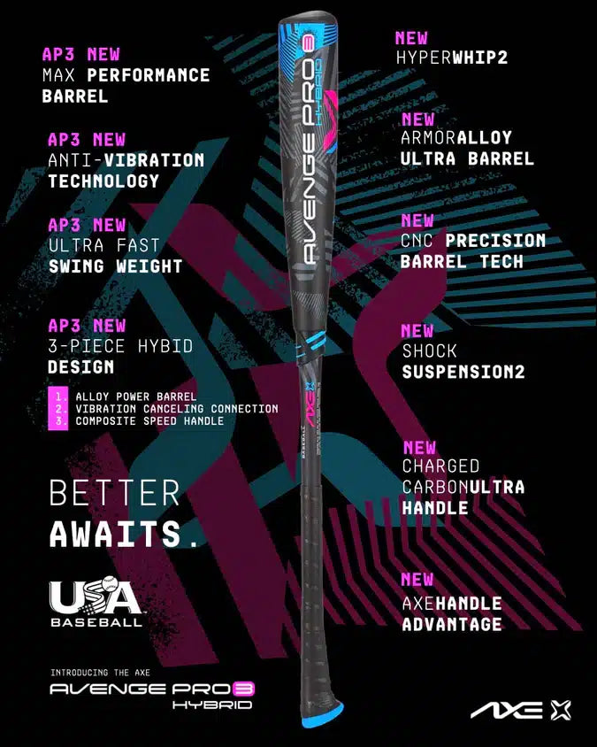 Axe Avenge Pro 3 Hybrid USA Baseball Bat