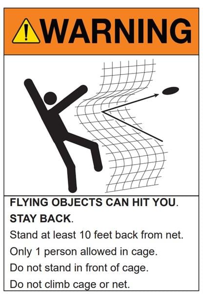 Gill Throwing Cage Warning Sign